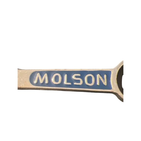 Vintage Molson Beer Bottle Opener Collectible Bar Tool Silver Blue Enamel Estate - Picture 4 of 5